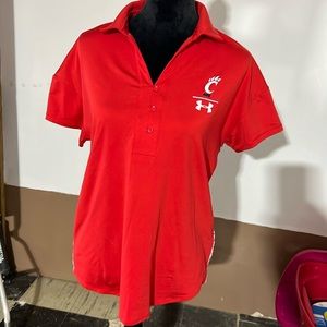 Ladies UC University of Cincinnati Under Armour shorts sleeve golf tennis shirt